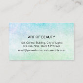 ティール（緑がかった色）ブルーロータスフラワーボーティシャン美容師 名刺 (裏面)