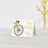 ティール（緑がかった色）ブルーロードバイクサイクリスト誕生日カード カード (黄色い花)