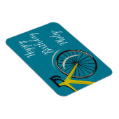 ティール（緑がかった色）ブルーロードバイクサイクリスト誕生日カード マグネット (右側)