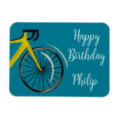 ティール（緑がかった色）ブルーロードバイクサイクリスト誕生日カード マグネット (横)