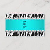 ティール(緑がかった色)ブルーワイルドゼブラブラックダイヤモンドルックイメージ 名刺 (裏面)