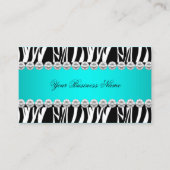ティール(緑がかった色)ブルーワイルドゼブラブラックダイヤモンドルックイメージ 名刺 (正面)