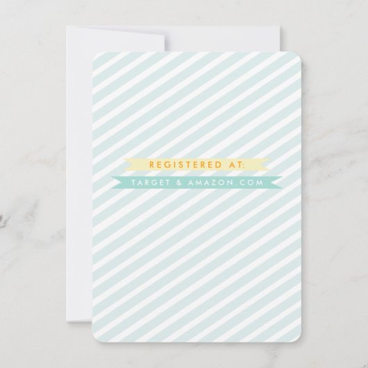 ティール(緑がかった色)ブルーヴィンテージバナーベビーシャワー招待状 招待状 (裏面)