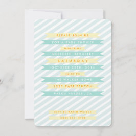 ティール（緑がかった色）ブルーヴィンテージバナーベビーシャワー招待状 招待状