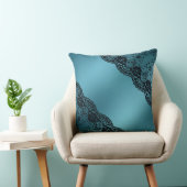 ティール（緑がかった色）ブルーヴィンテージレース装飾枕 クッション (椅子)