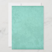 ティール(緑がかった色)ブルーヴィンテージ結婚タイポグラフィ 招待状 (裏面)