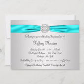 ティール(緑がかった色)ブルー卒業パーティー 招待状 (裏面)