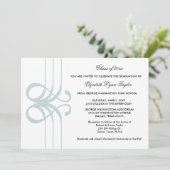 ティール（緑がかった色）ブルー卒業発表 招待状 (スタンド正面)