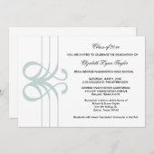 ティール（緑がかった色）ブルー卒業発表 招待状 (正面/裏面)