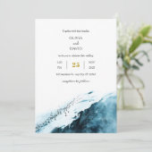 ティール（緑がかった色）ブルー南極海岸ペンギン結婚海 招待状 (スタンド正面)