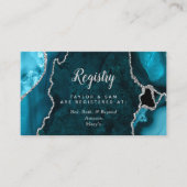 ティール（緑がかった色）ブルー及びシルバー結婚アゲート登記簿 エンクロージャーカード (正面)