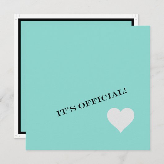 ティール（緑がかった色）ブルー婚約ディナーティアラパーティー 招待状 (正面/裏面)