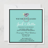 ティール（緑がかった色）ブルー婚約ディナーティアラパーティー 招待状 (裏面)