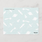 ティール(緑がかった色)ブルー宇宙飛行士の星 ポストカード (裏面)