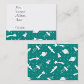 ティール（緑がかった色）ブルー宇宙飛行士惑星星 名刺 (正面/裏面)