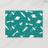 ティール（緑がかった色）ブルー宇宙飛行士惑星星 名刺 (裏面)