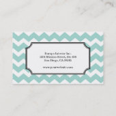 ティール(緑がかった色)ブルー山形ジグザグパタスタイリッシューン 名刺 (裏面)