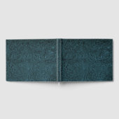 ティール（緑がかった色）ブルー工具革フェイク(R) ゲストブック (全面)