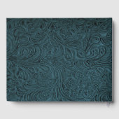 ティール（緑がかった色）ブルー工具革フェイク(R) ゲストブック (裏面)