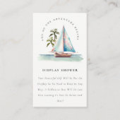 ティール（緑がかった色）ブルー帆船パームディスプレイシャワーベビーシャワー エンクロージャーカード (正面)