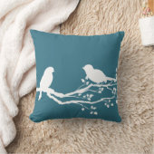 ティール（緑がかった色）ブルー平和的な木 クッション (ブランケット)