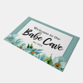 ティール(緑がかった色)ブルー彼女が流した赤ちゃん洞窟へようこそ ドアマット (アングル)