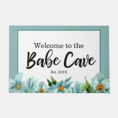 ティール(緑がかった色)ブルー彼女が流した赤ちゃん洞窟へようこそ ドアマット (正面)