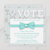 ティール(緑がかった色)ブルー性別の表示パーティー 招待状 (正面/裏面)