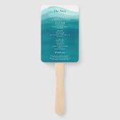 ティール（緑がかった色）ブルー我々水の色を行グラデーションう結婚 ハンドファン (裏面)