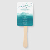 ティール（緑がかった色）ブルー我々水の色を行グラデーションう結婚 ハンドファン (正面)