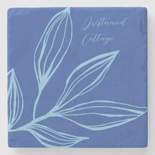 ティール(緑がかった色)&ブルー抽象芸術マリンコースター名 ストーンコースター (正面)