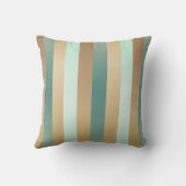 ティール(緑がかった色)ブルー数々のとタン色ストライプの クッション (裏面)