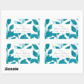 ティール（緑がかった色）ブルー水カラー葉のラベル 長方形シール (シート)