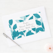 ティール（緑がかった色）ブルー水カラー葉のラベル 長方形シール (封筒)