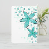 ティール（緑がかった色）ブルー水彩花模様 (スタンド正面)