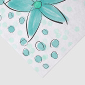 ティール（緑がかった色）ブルー水彩花模様 薄葉紙 (詳細)