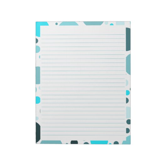 ティール(緑がかった色)ブルー水玉模様 ノートパッド (回転)