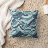 ティール(緑がかった色)&ブルー海ウェーブ装飾用クッション クッション (ブランケット)