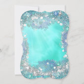 ティール（緑がかった色）ブルー海パールスウィート16バースデーパーティー 招待状 (裏面)