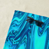 ティール（緑がかった色）ブルー海波抽象芸術モノグラムイニシャル ビーチタオル (インサイチュ)