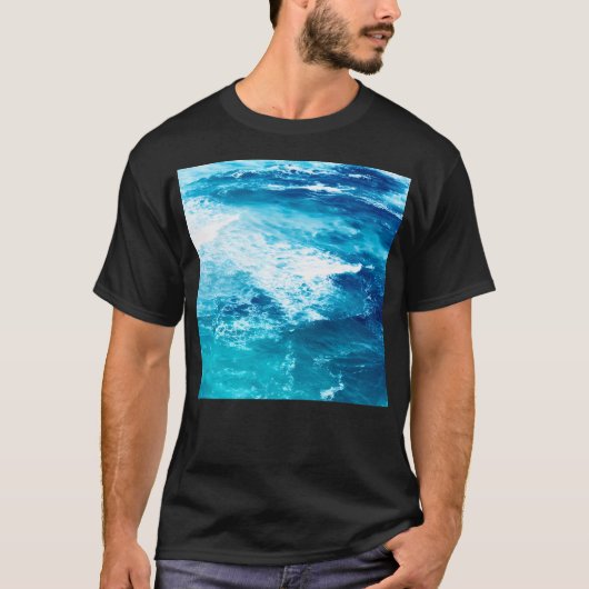 ティール(緑がかった色)ブルー海波 Tシャツ (正面)