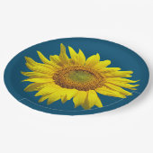 ティール（緑がかった色）ブルー独身のサンフラワー紙プレート ペーパープレート (アングル)