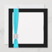 ティール(緑がかった色)ブルー白黒ティール(緑がかった色)ボー結婚ズ 招待状 (裏面)