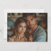 ティール(緑がかった色)ブルー素朴ウッドストリングライトフォト セーブザデート (裏面)