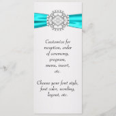 ティール（緑がかった色）ブルー結婚のメニュープログラム メニュー (正面)