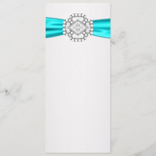 ティール（緑がかった色）ブルー結婚のメニュープログラム メニュー (裏面)