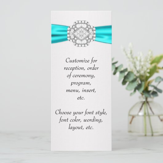 ティール(緑がかった色)ブルー結婚のメニュープログラム メニュー (スタンド正面)
