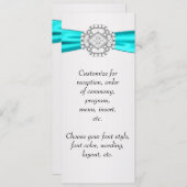 ティール（緑がかった色）ブルー結婚のメニュープログラム メニュー (正面/裏面)