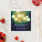 ティール（緑がかった色）ブルー結婚ランタン スタンダードカクテルナプキン (インサイチュ)