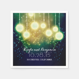 ティール（緑がかった色）ブルー結婚ランタン スタンダードカクテルナプキン